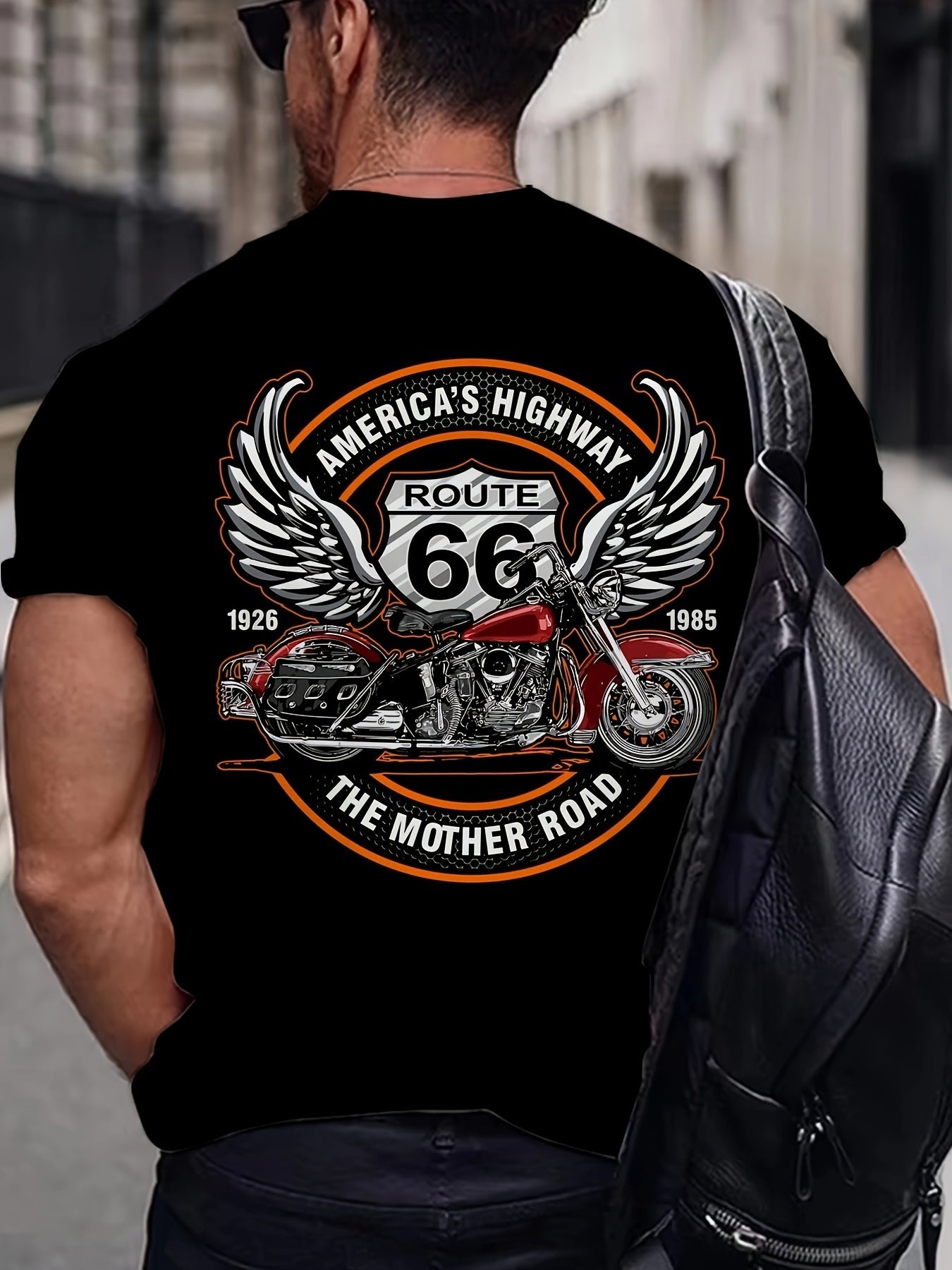 Men's Route 66 Motorcycle Printed Short Sleeve Graphic T-shirt