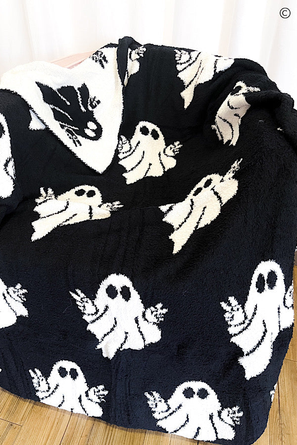 Black and White Ghost Luxury Blanket