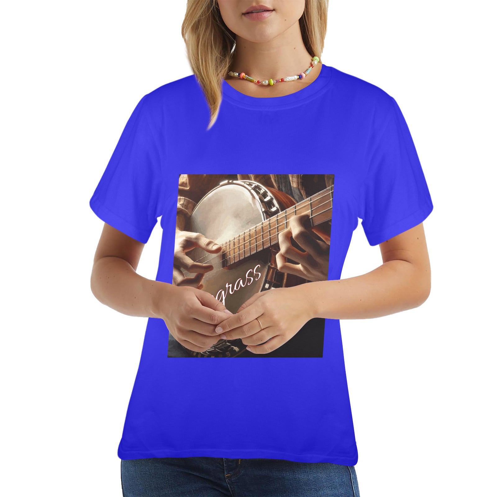 Women's Country Bluegrass Banjo Music Graphic T-shirt（Made in USA）