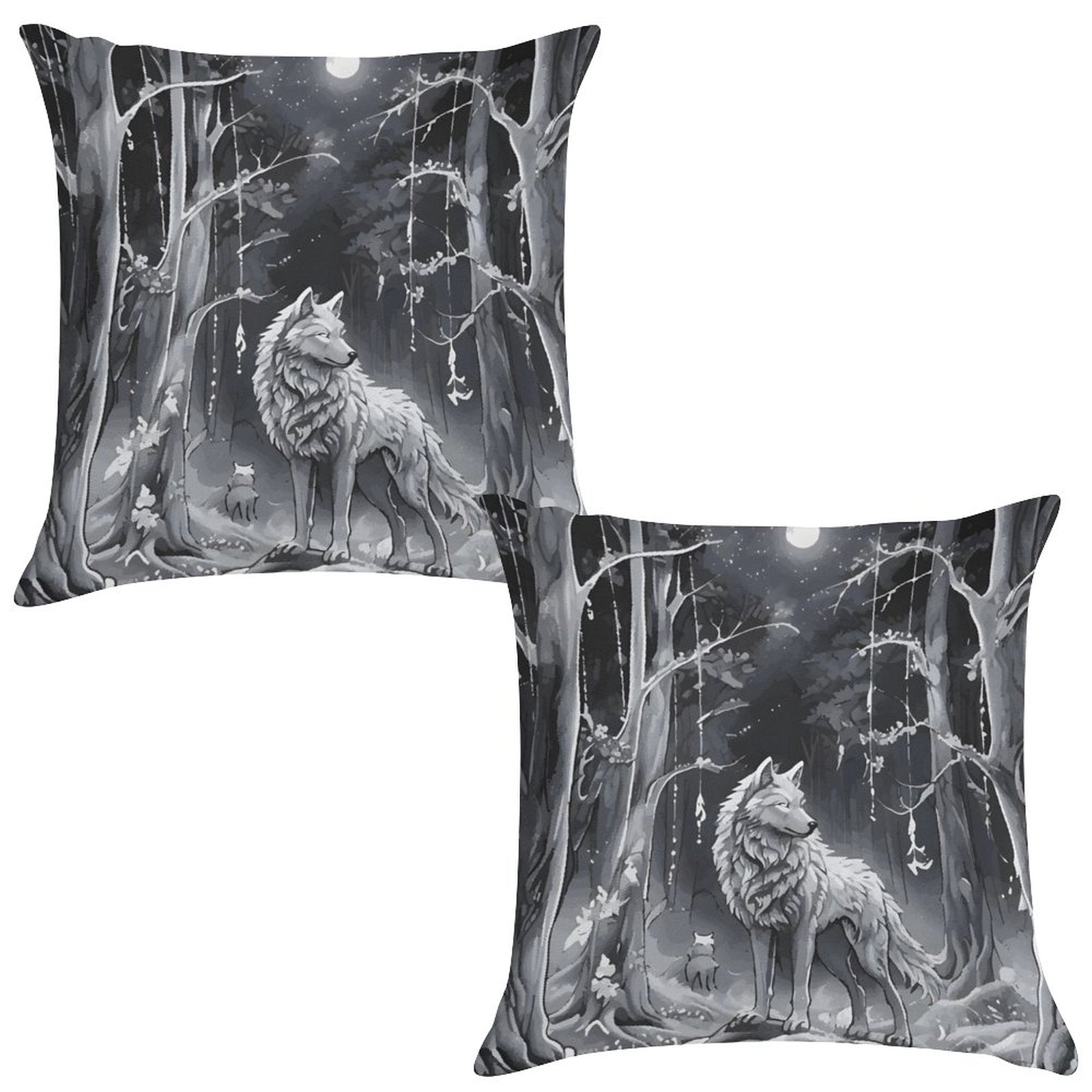 Ethereal Wolf in the Moonlight 2-Piece Ultra-Soft Pillowcase Set- 18