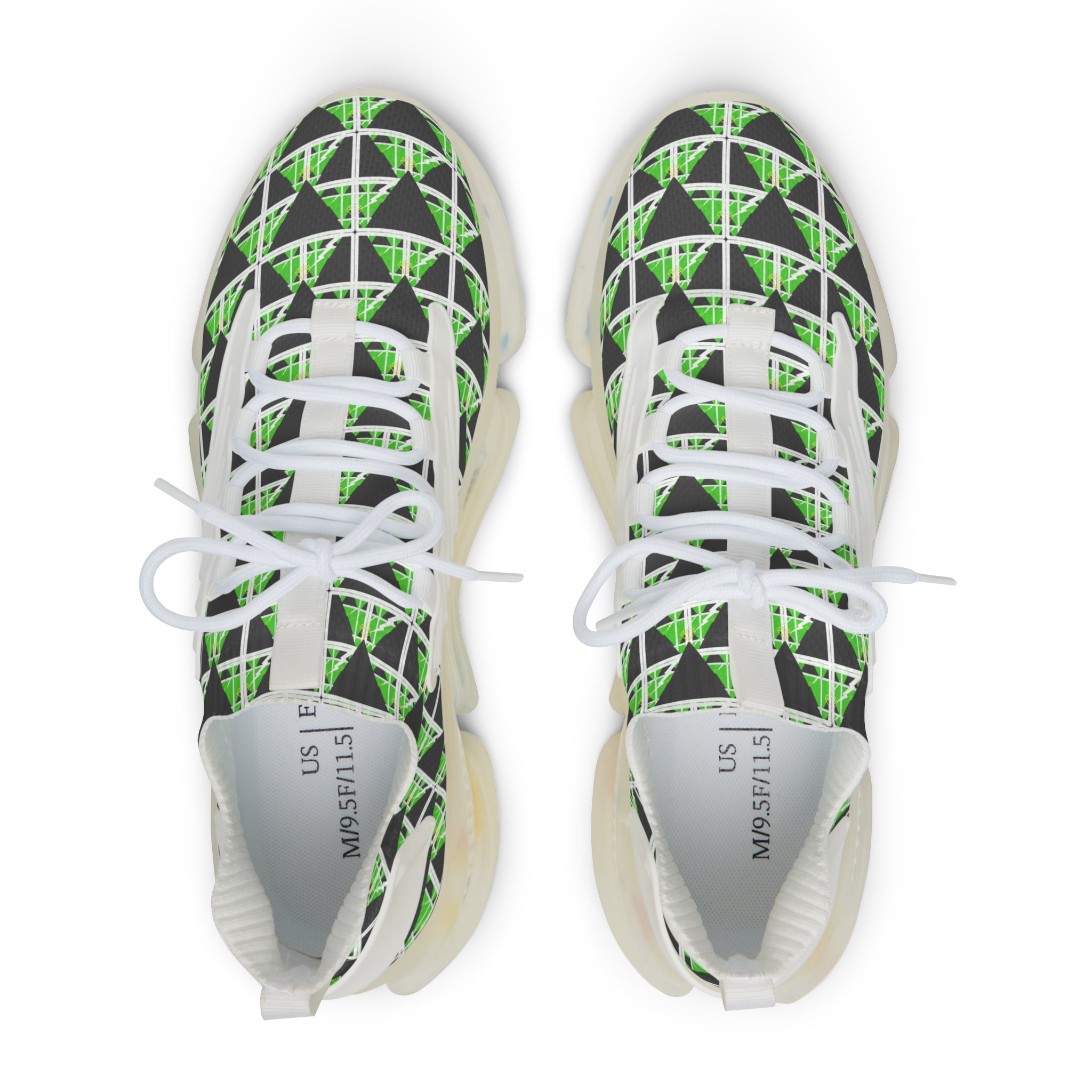 Men's Green Triangle Mesh Sneakers