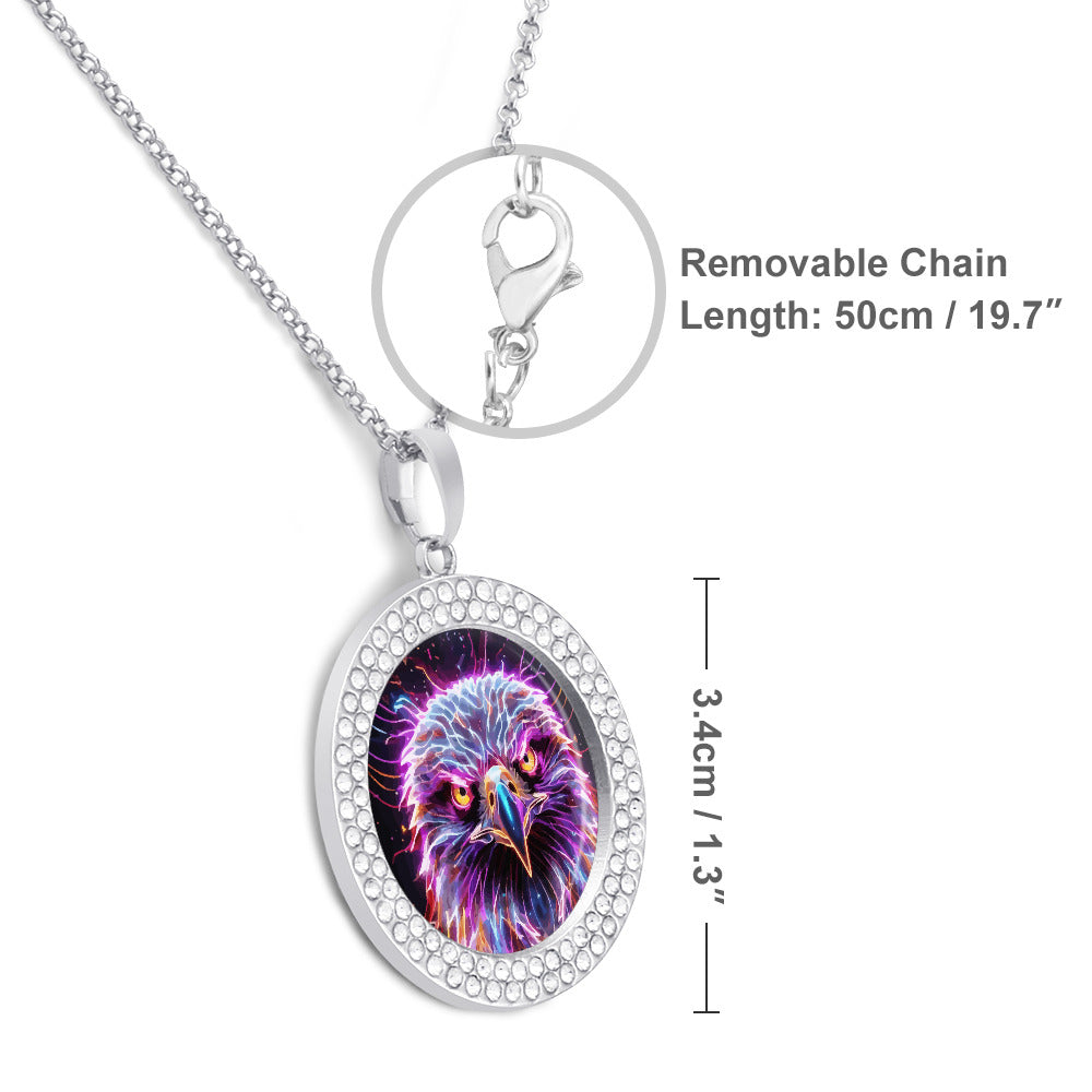 Printed Design Multicolored Diamond Pendant & Necklace