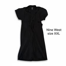 Nine West Black Midi Dress with Tie Waist and Lapel - size XXL