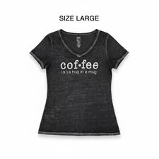 State of Mind Black Distressed Coffee Shirt - size L