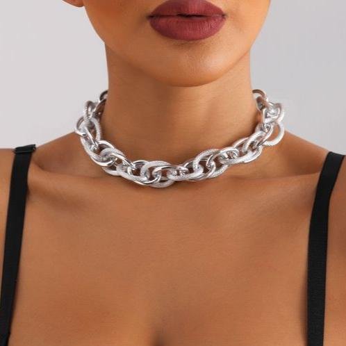 Punk-Inspired Exaggerated Threaded Necklace