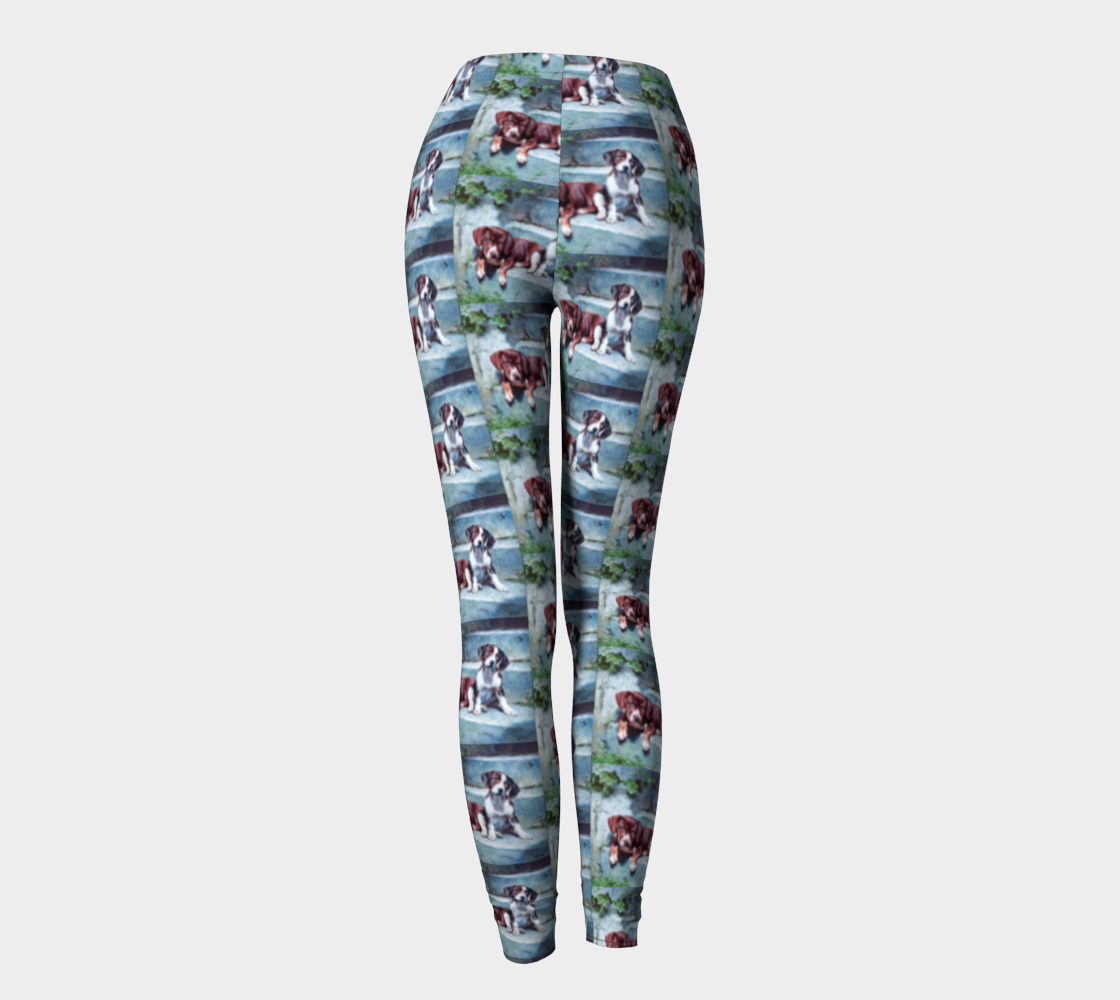 Puzzled Puppies Printed Long Yoga Leggings