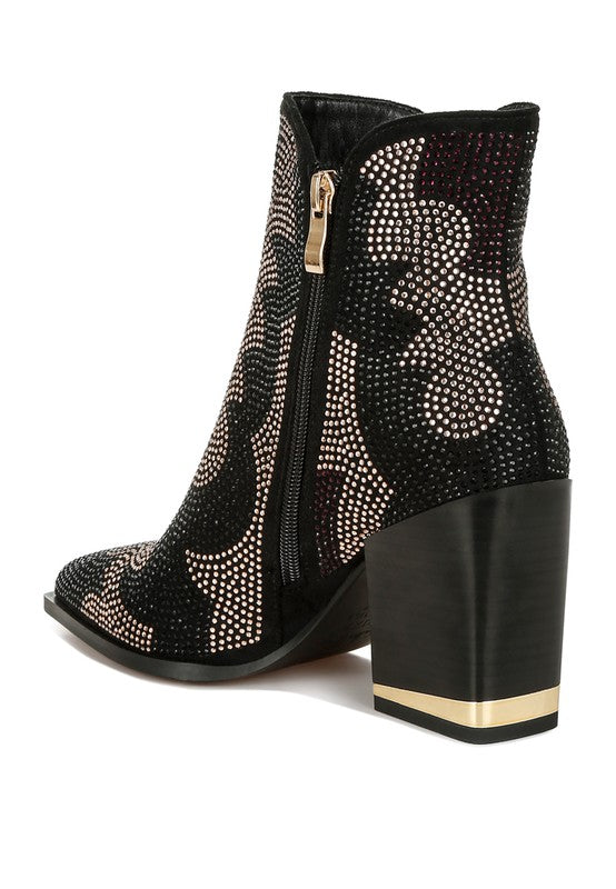 Women's Zarka Rhinestones Embellished Block Heel Boots