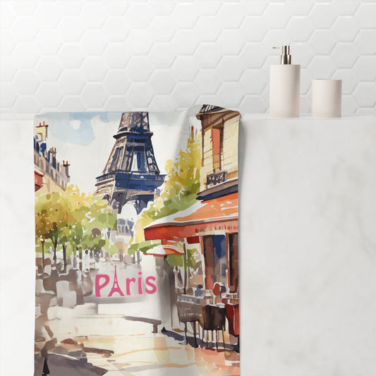 Elegant Parisian Mink-Cotton Bath Towel - Eiffel Tower Design