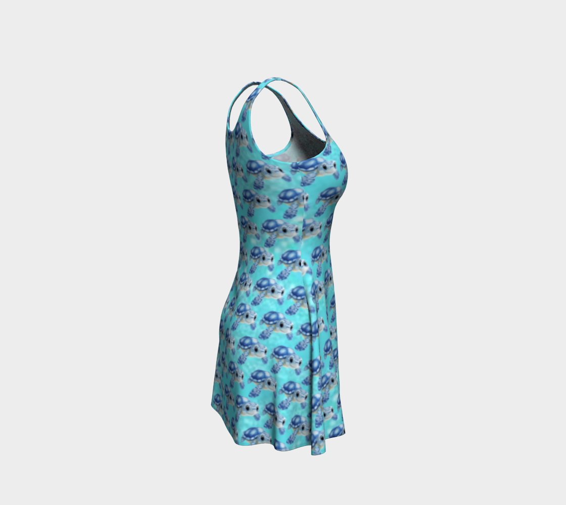 Baby Sea Turtles in the Ocean Short Flared Dress