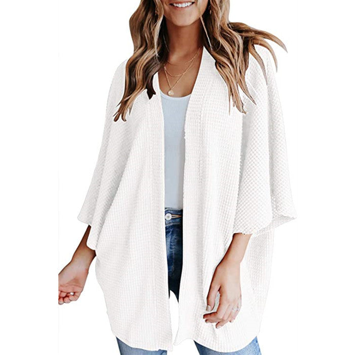 Women's Bat Sleeve Waffle Gerson Cardigan Sweater