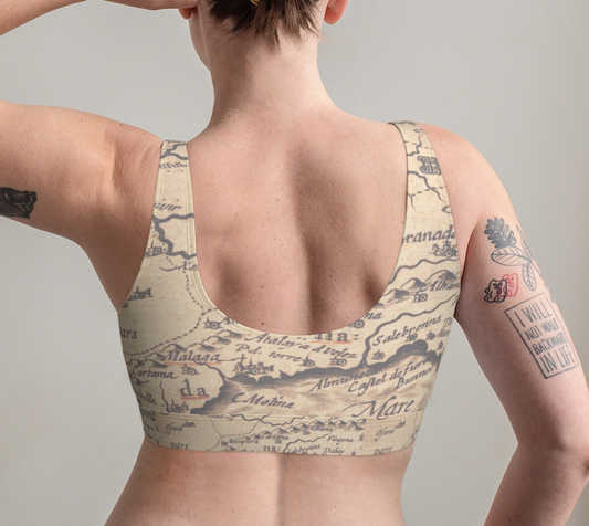 Old World Map Design Scoop Bralette Underwear