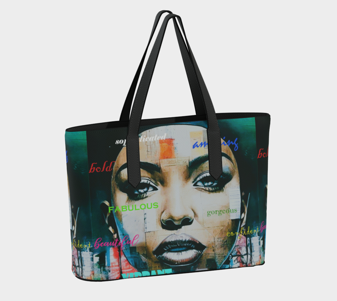 Beautiful Confident Woman Vegan Leather Tote Bag