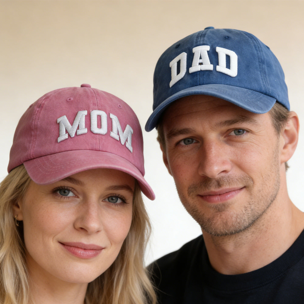 Set of 2 High Quality Adjustable Size Mom And Dad Baseball Caps