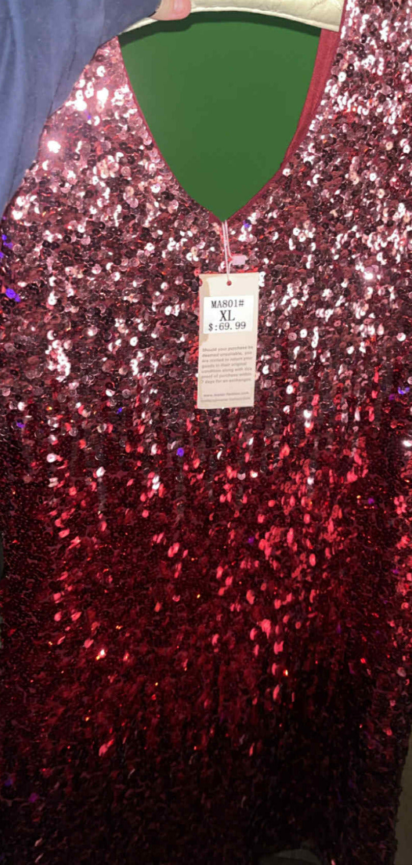 Maner Red Sparkly Dress - size XL