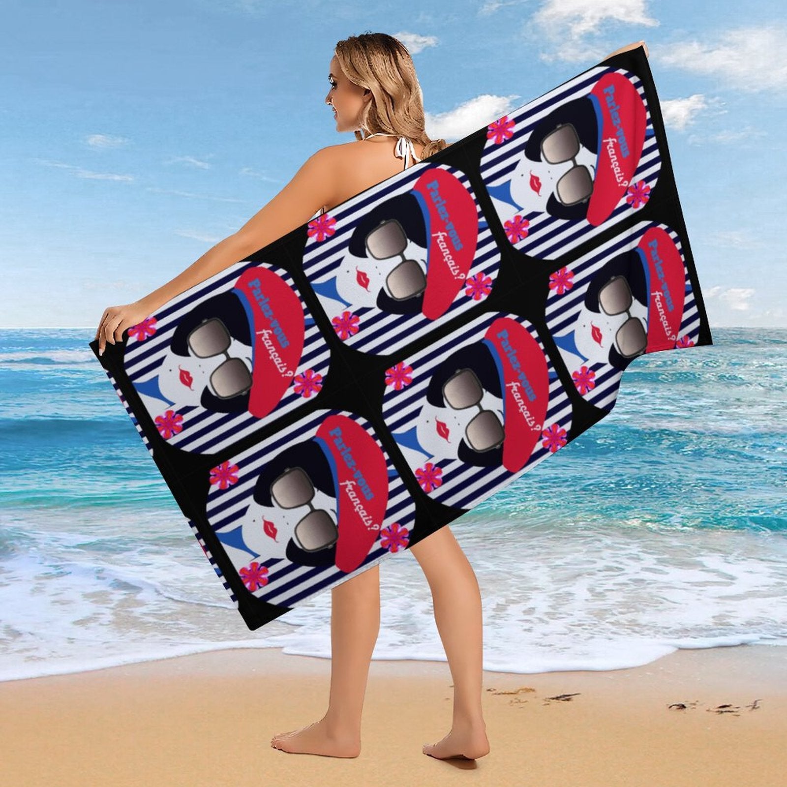 Parlez-vous Francais? French Girl Beach or Bath Towel - 61.4