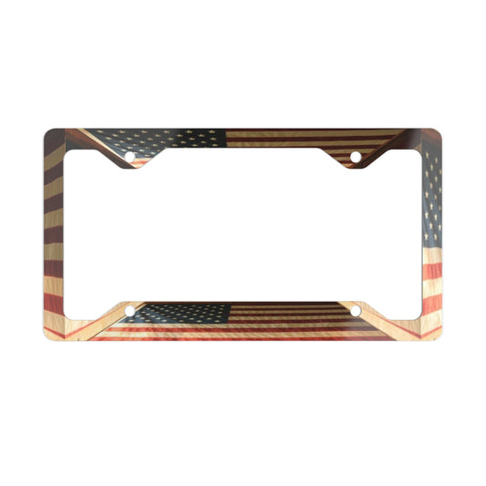 3D American Flag Metal License Plate Frame