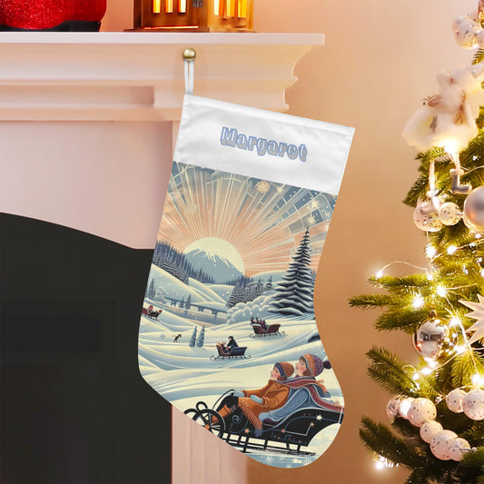 Personalizable Winter Sledding Adventures Christmas Stocking (Made in USA)