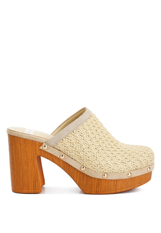 Women's Jeydena Raffia Platform Clogs