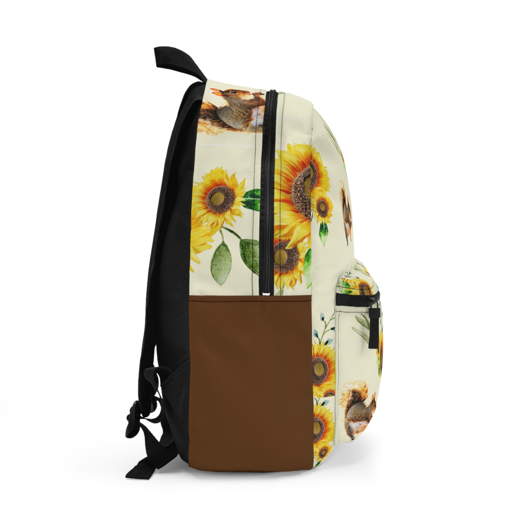 Pattern of Happy Squirrel and Sunflowers Backpack - Shell Design Boutique