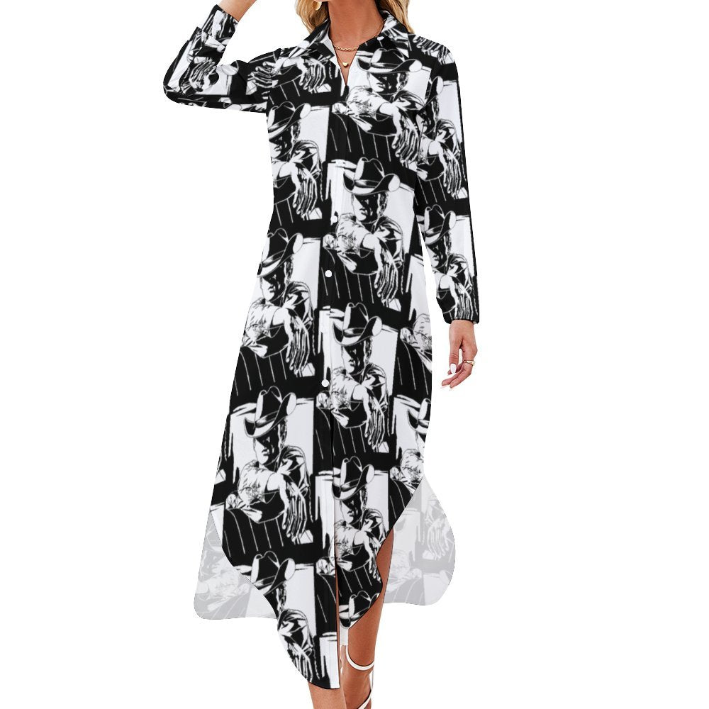 Black & White Cowboy Western Duster Dress