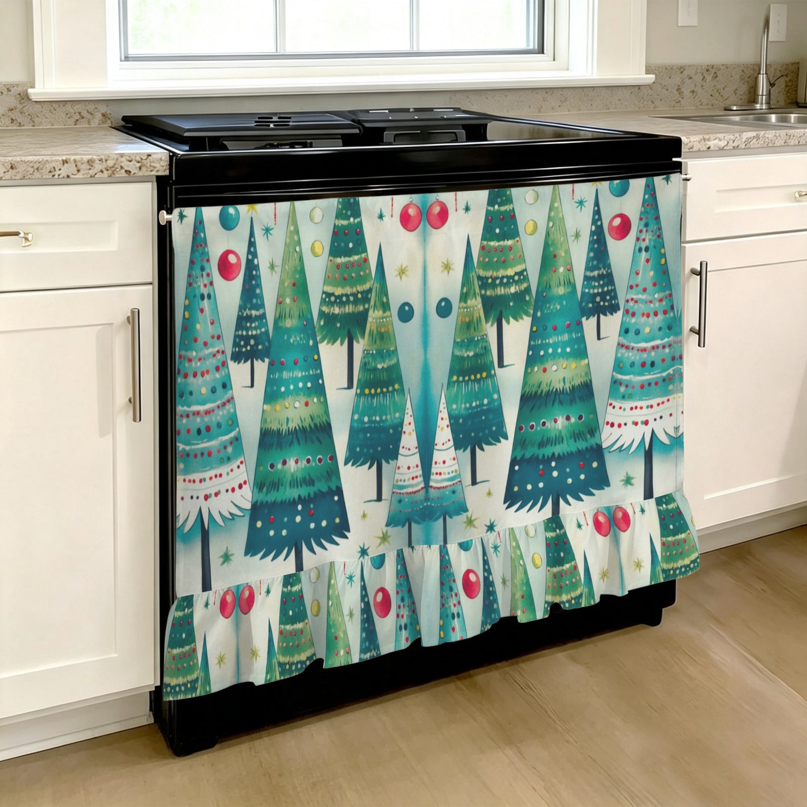 Vintage Christmas Tree Design Oven Curtain