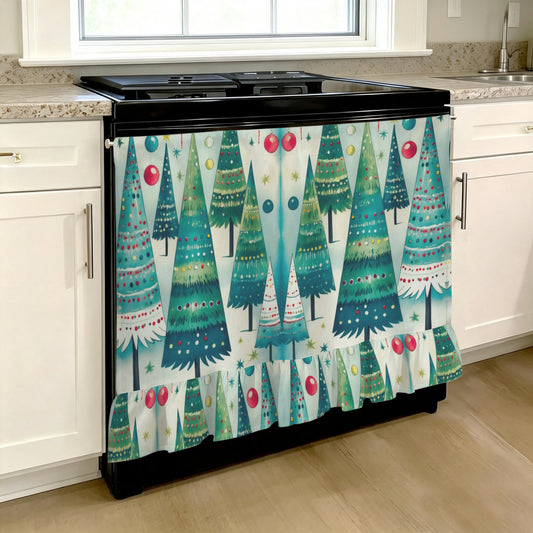 Vintage Christmas Tree Design Oven Curtain