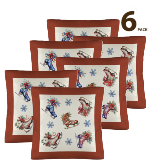 Christmas Skates Throw Pillow Cases 18 x 18 inch (Made in USA)