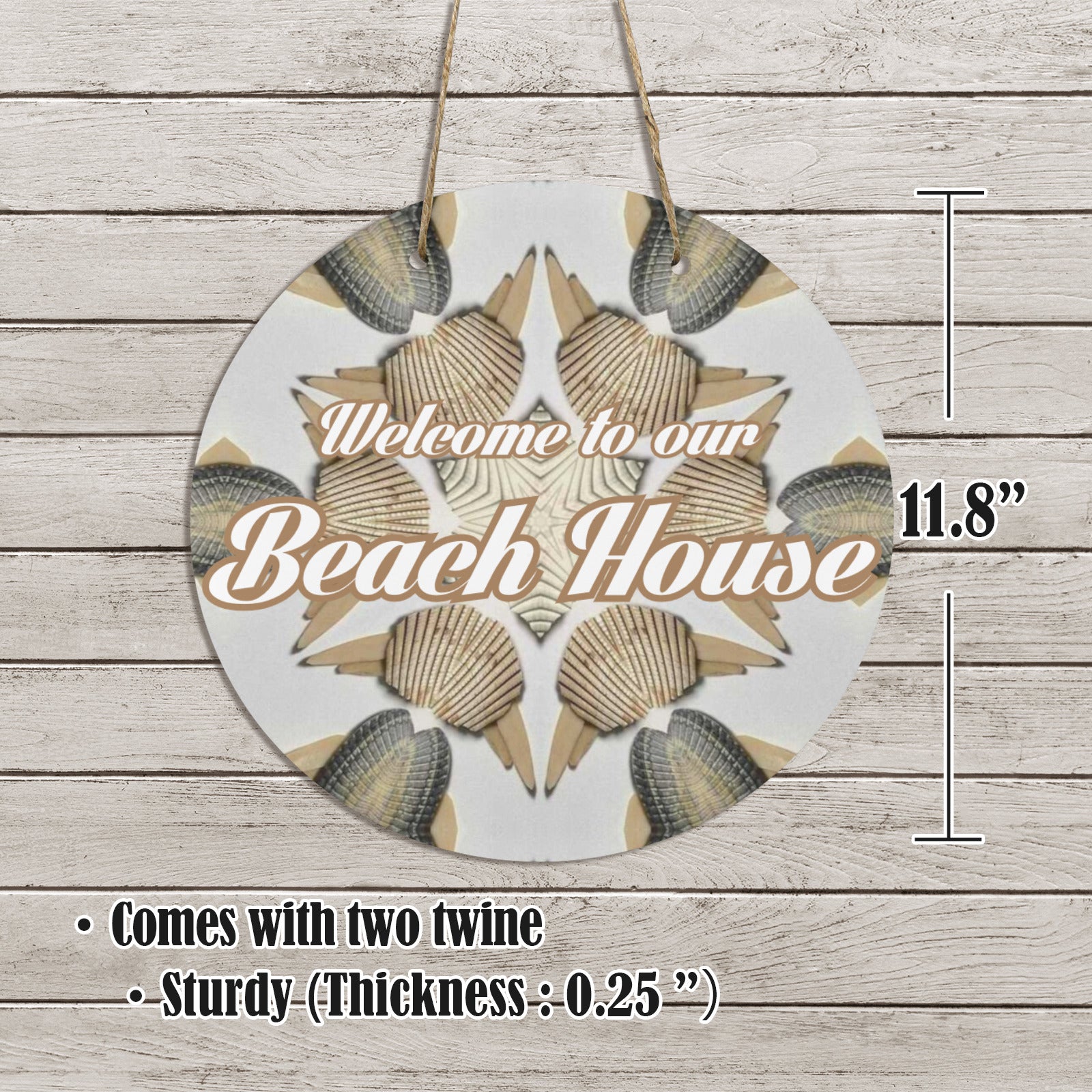 Welcome to our Beach House Round Wooden Door Sign 11.8'' (Made in USA)