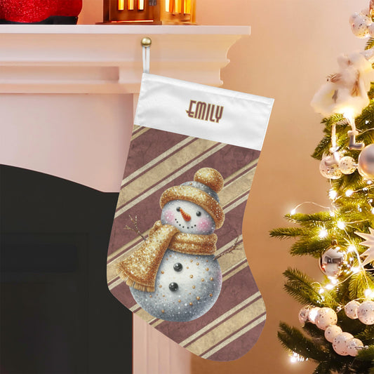 Personalizable Sparkly Snowman Christmas Stocking (Made in USA)
