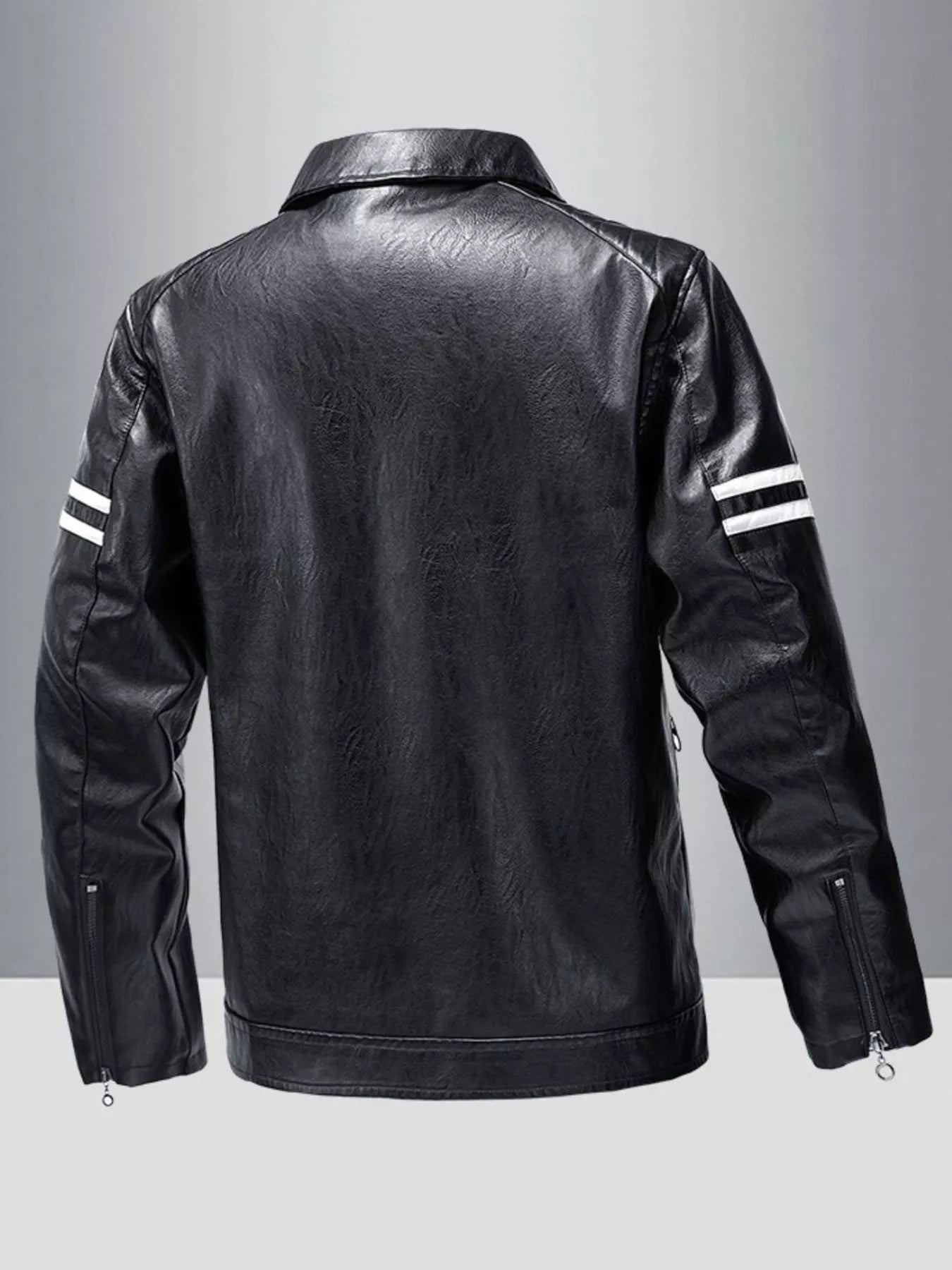 Men's Plus Size Zip Up Faux Leather Motorcycle Jacket
