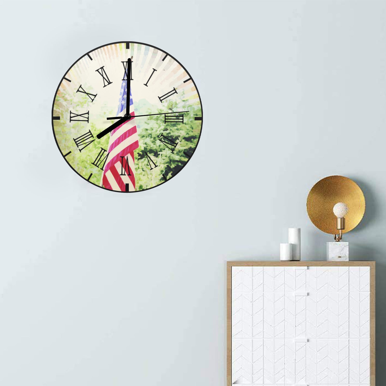 Highlighted American Flag Wall Clock (Made in USA)