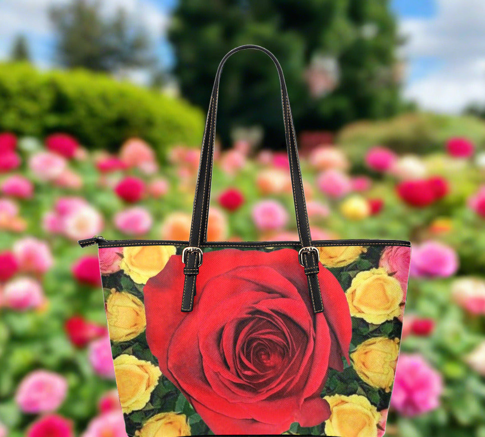 Red and Yellow Roses Large Tote Bag