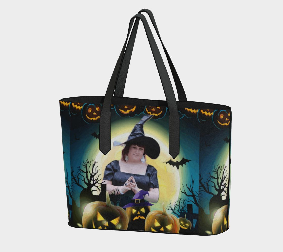 Halloween Witch Vegan Leather Tote Bag