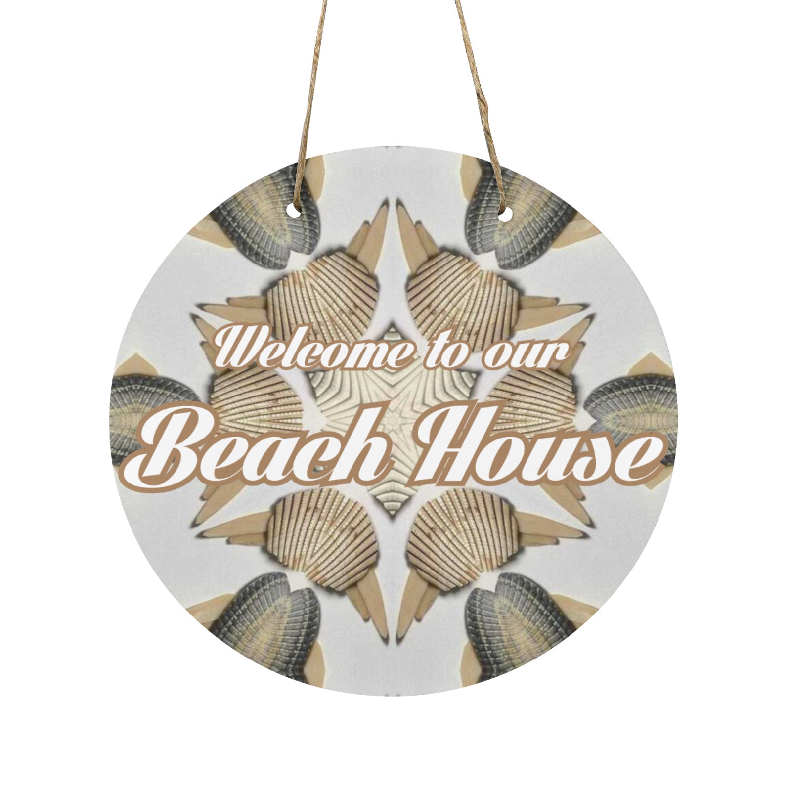 Welcome to our Beach House Round Wooden Door Sign 11.8'' (Made in USA)