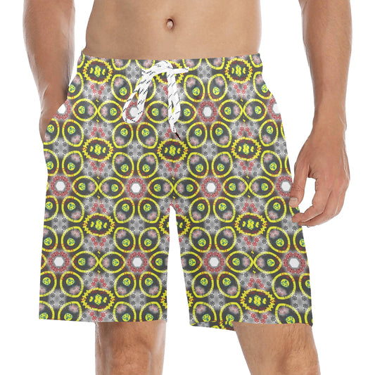 Yellow Doodles Mid-Length Swim Trunks with Pockets (Made in USA)