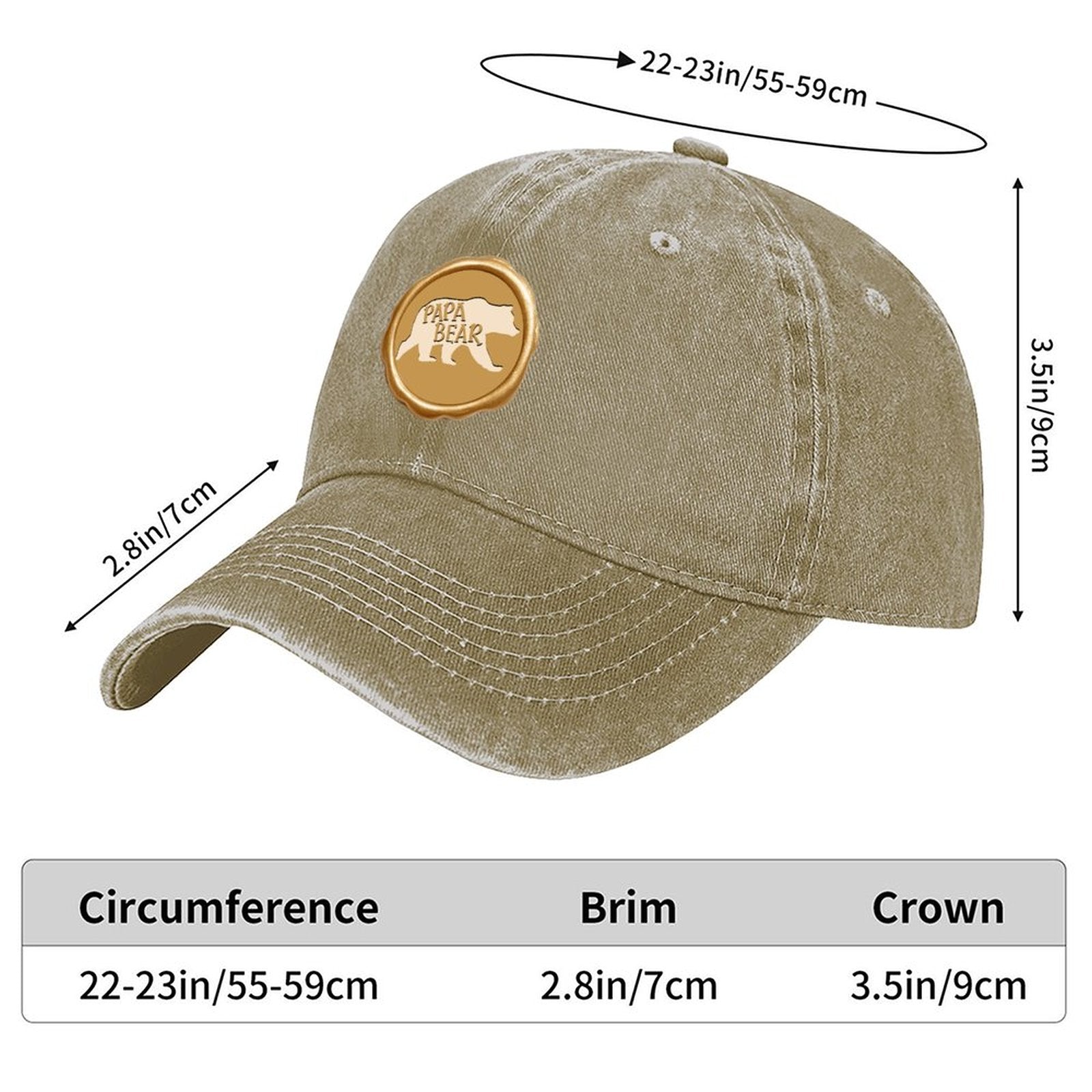 Cotton Vintage Washed Denim Baseball Cap (Front Printing)