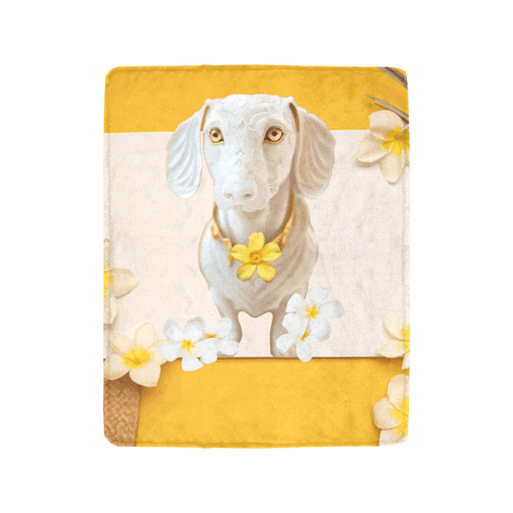 Dog with flowers Ultra-Soft Micro Fleece Blanket 40