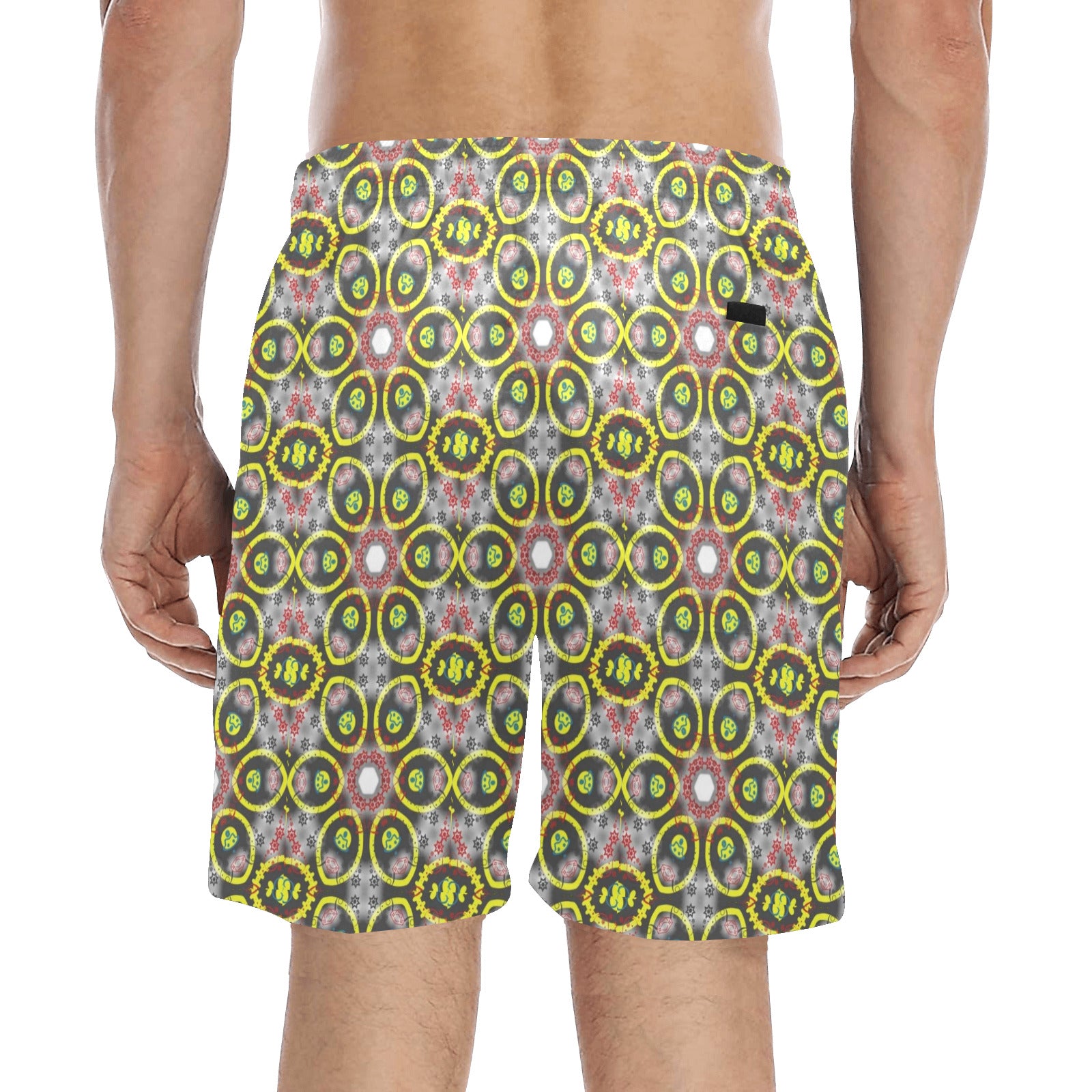 Yellow Doodles Mid-Length Swim Trunks with Pockets (Made in USA)