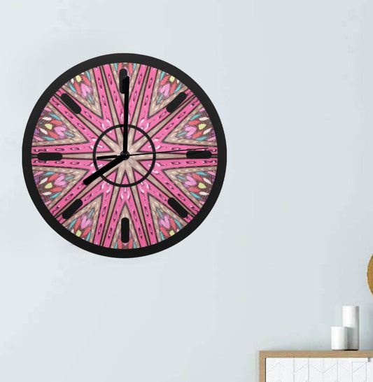 Pink Star with Silver Accents Wall Clock (Made in USA)