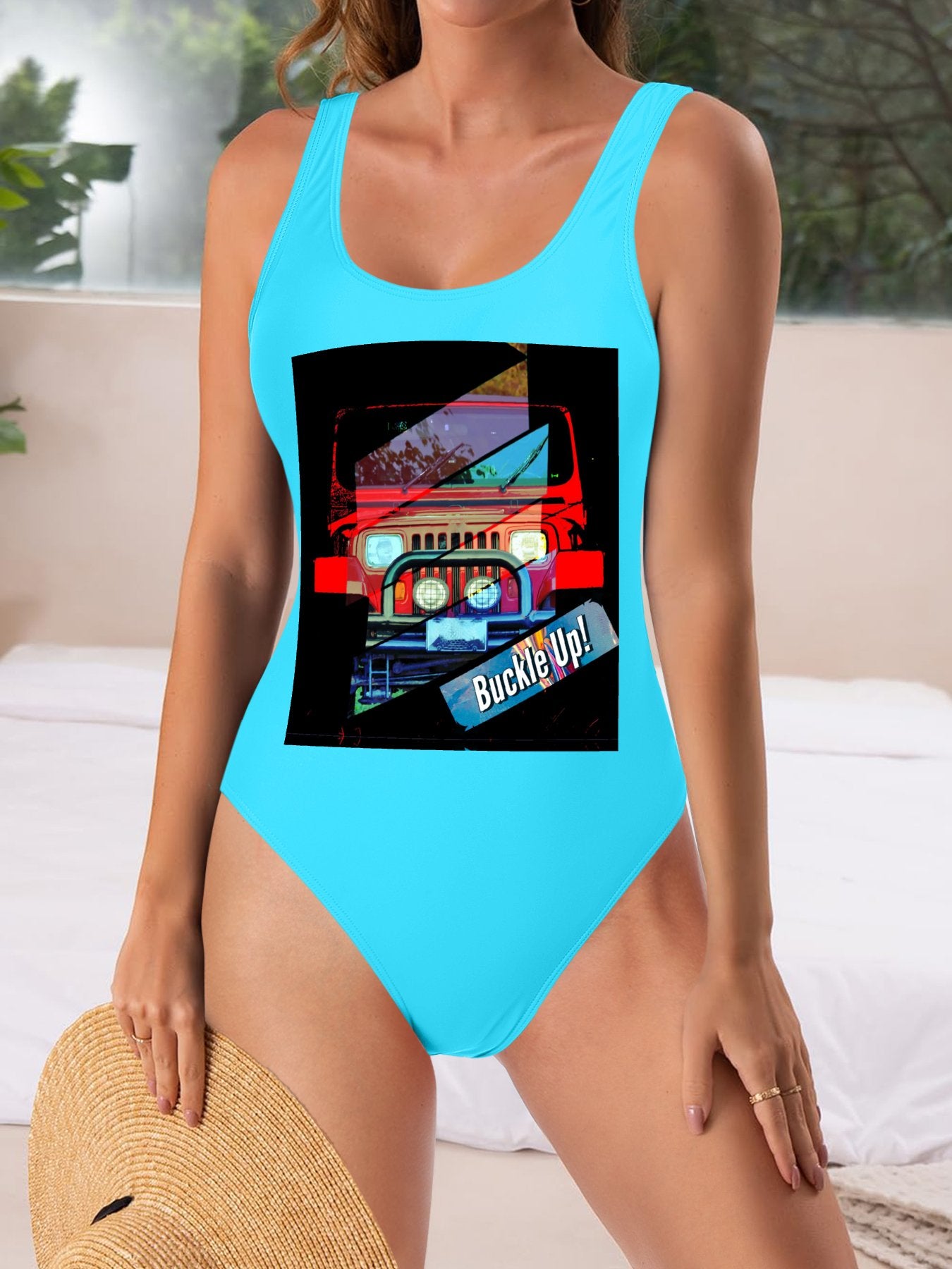 Buckle Up! 4-wheel Drive Athletic Strap One-Piece Swimsuit for Women