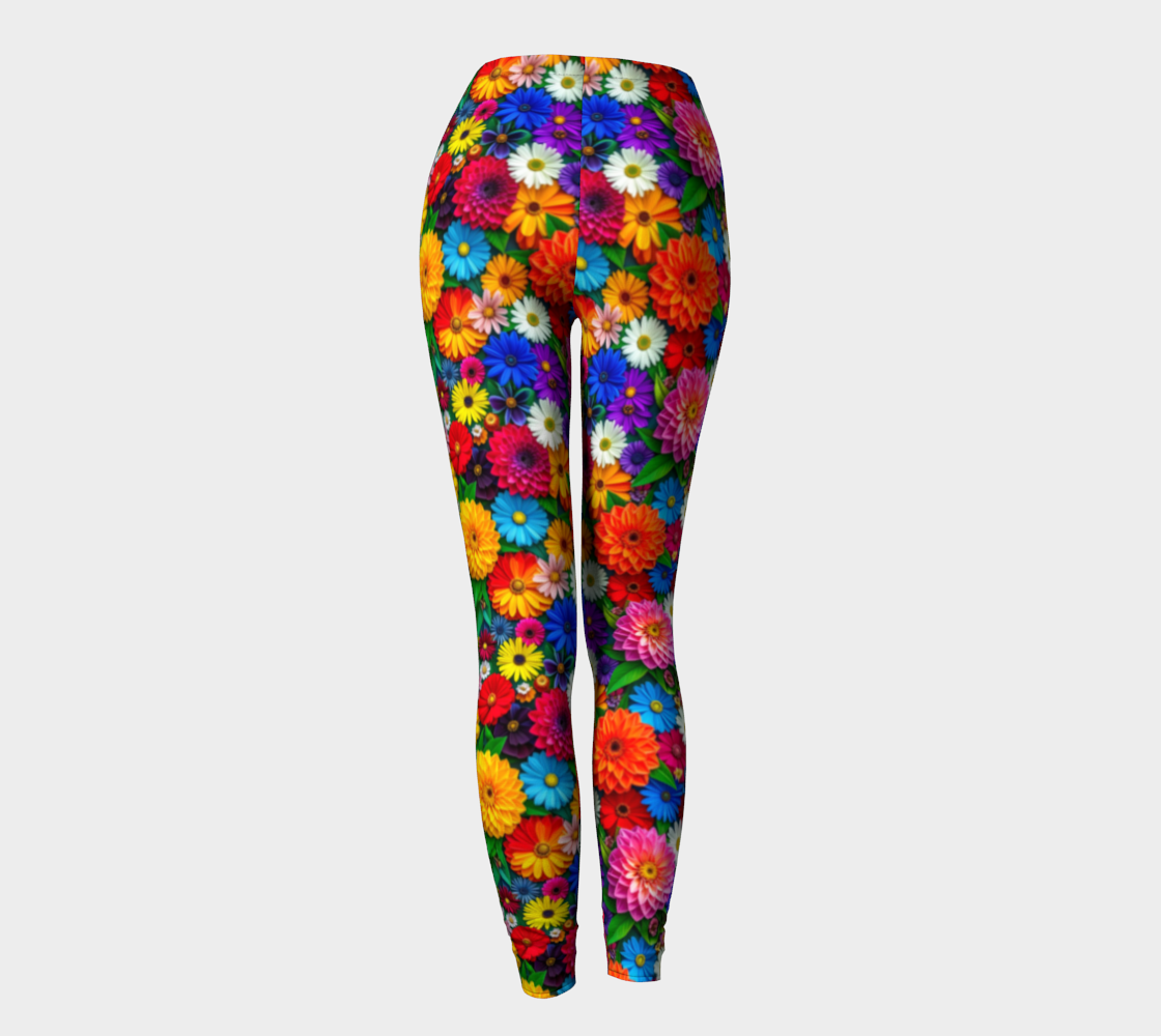 Bright Colorful Floral Pattern Long Leggings
