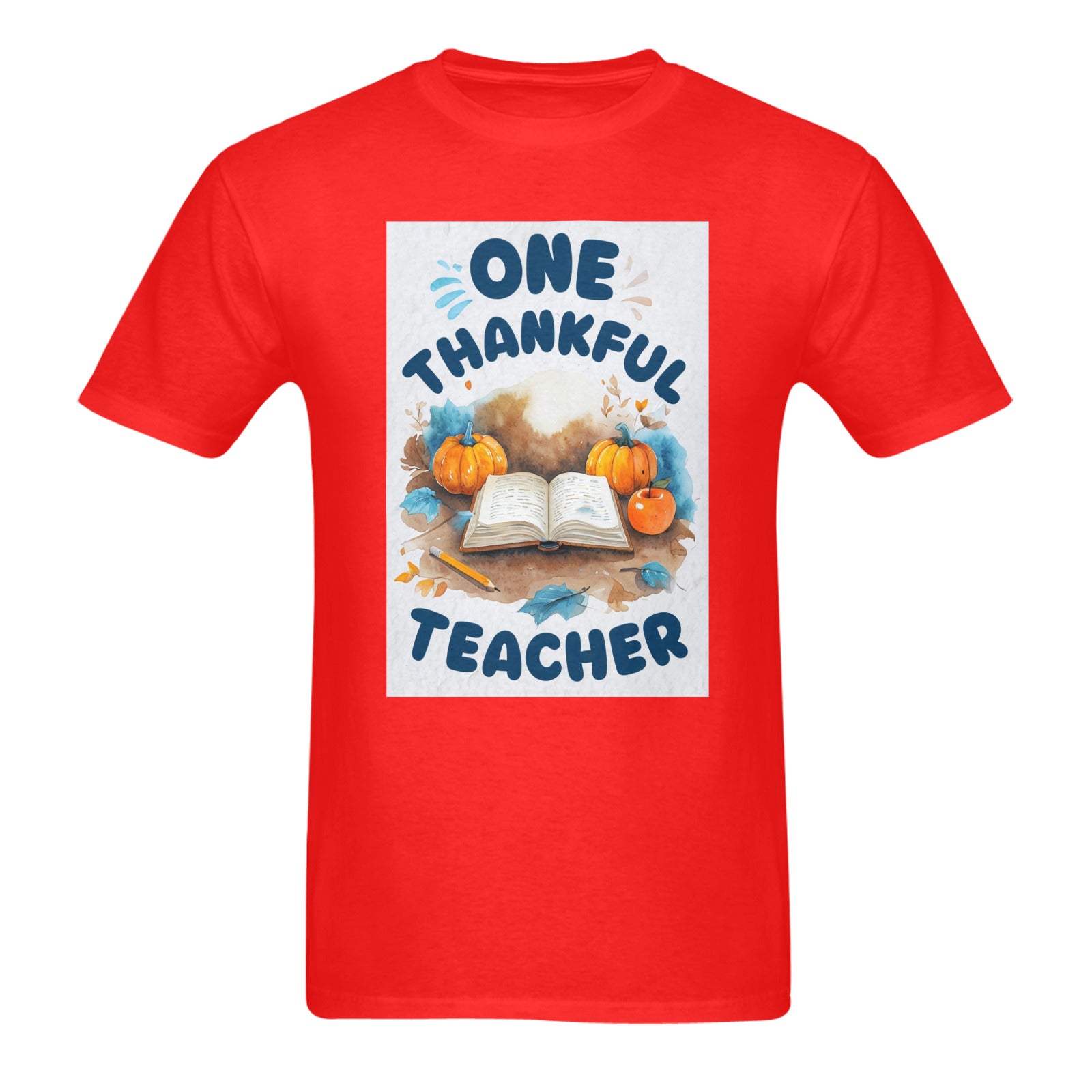 Men's One Thankful Teacher Heavy Cotton Graphic T-Shirt (Made in USA）