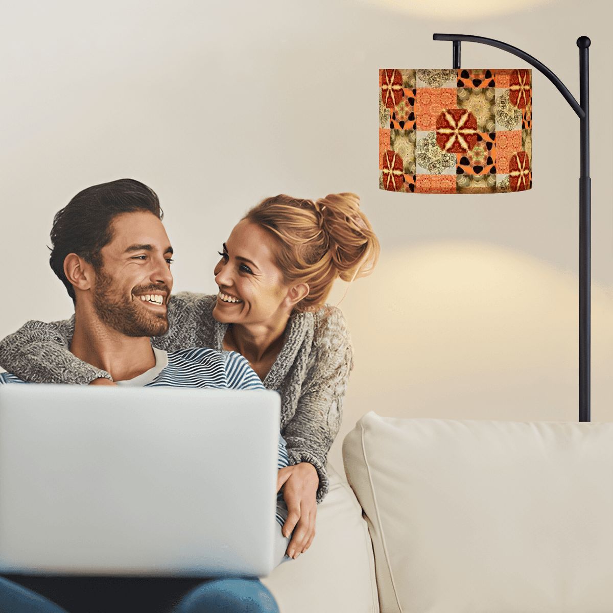 Crazy Quilt Heritage Revival Arc Floor Lamp (Made in USA)