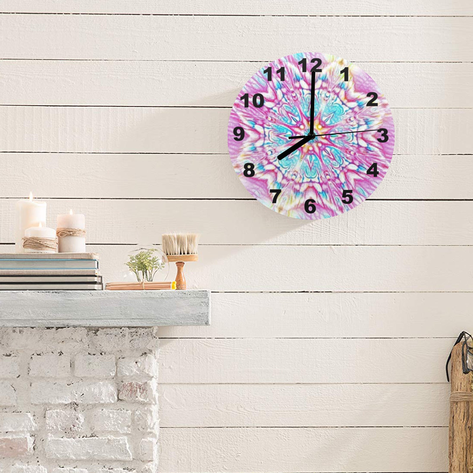 Pink Star Design Wall Clock (Made in USA)