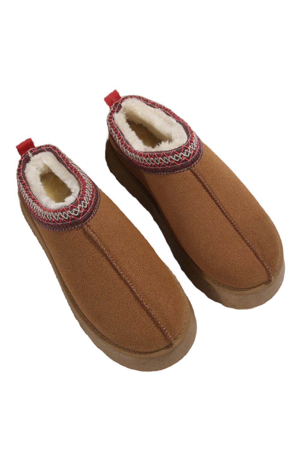 Women's Chestnut Suede Round Toe Plush Lined Slip On Shoes