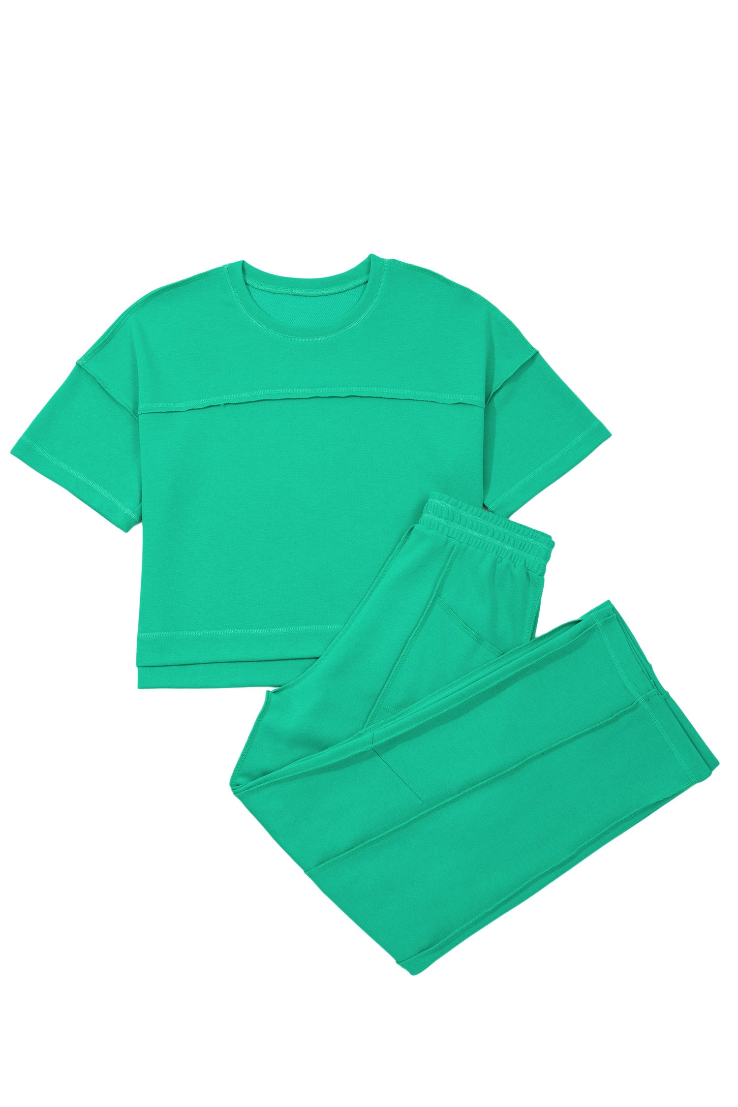 Rose Red Drop Shoulder Boxy Tee and Barrel Pants Set