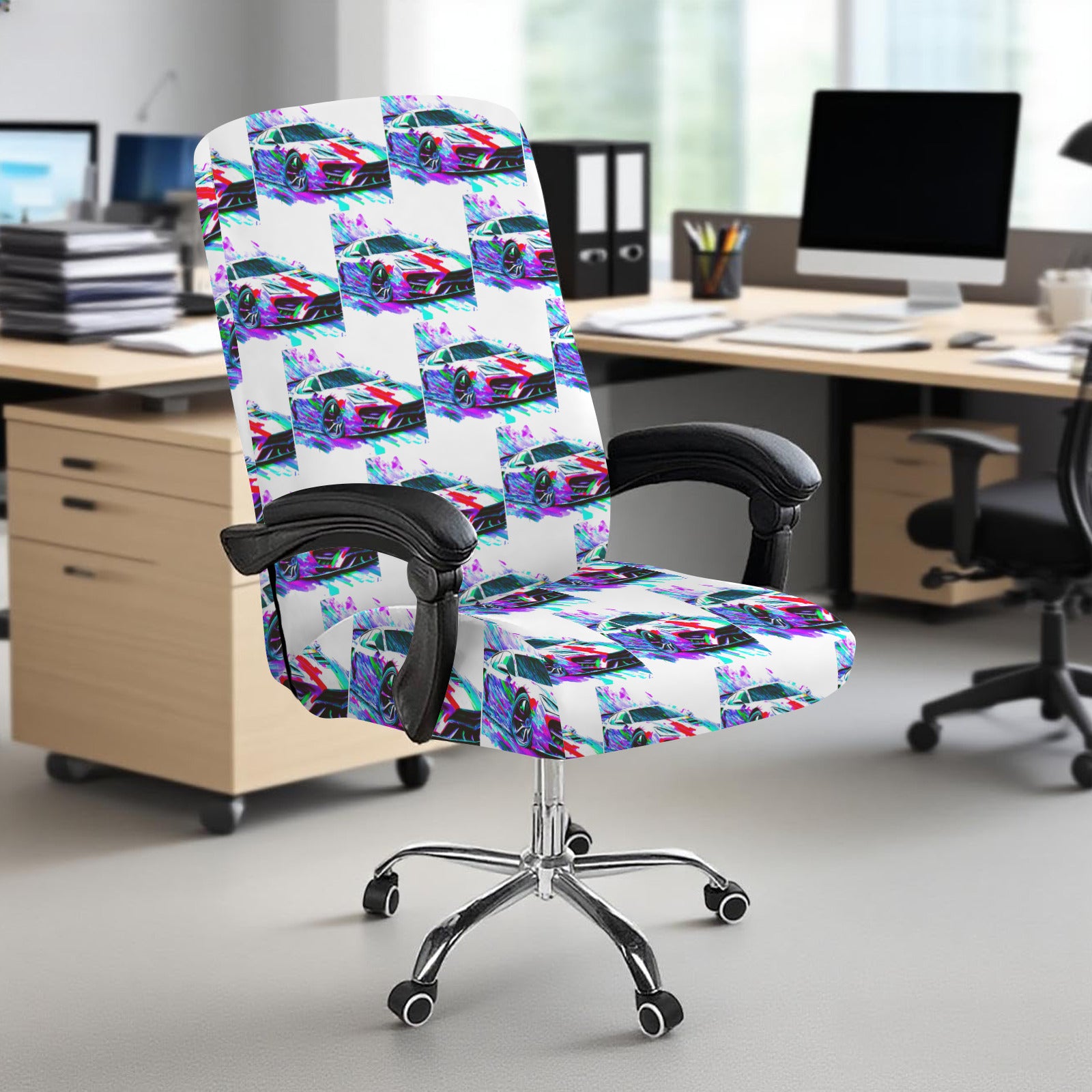 Flashy Sports Car Office Chair Cover (Made in USA)
