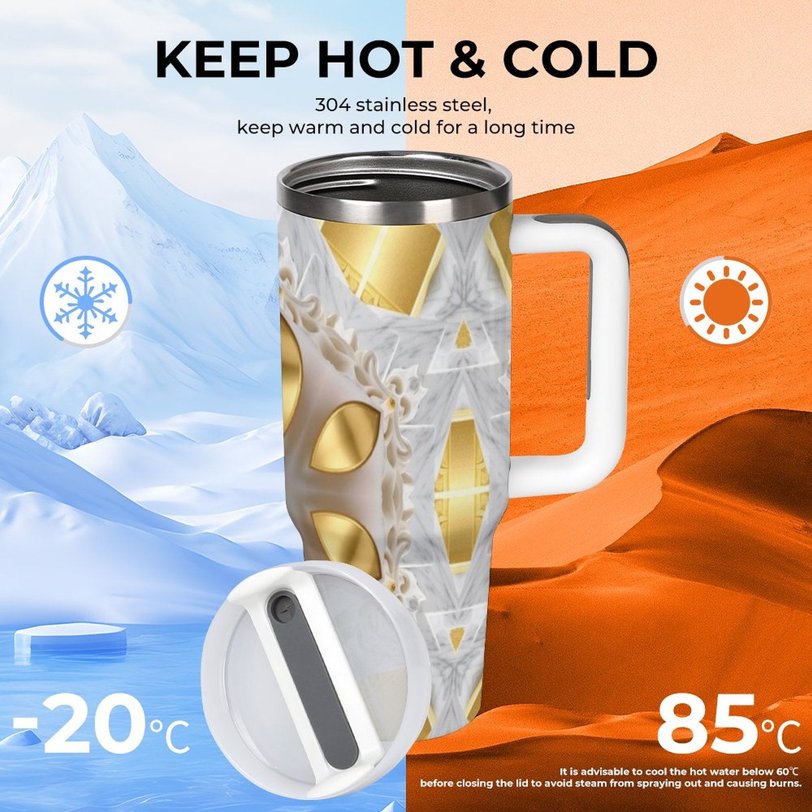 Golden Design 40oz Large Capacity Stainless Steel Tumbler