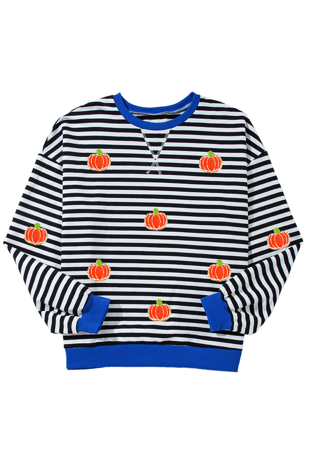 Women's Pumpkin Striped Long Sleeve Sweatshirt