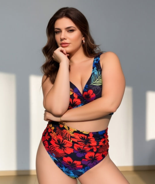 Women's Plus Size Colorful 2-piece Casual Bikini Swimsuit